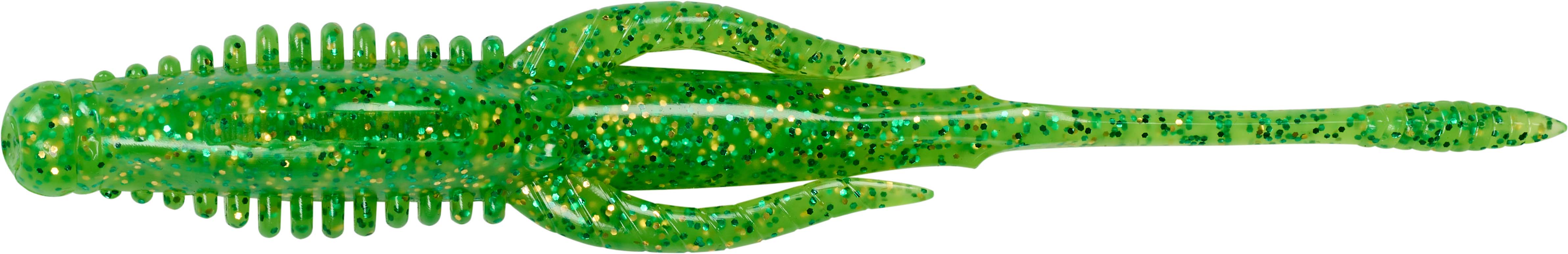 Color:Chartreuse Gold Green Flake:Nories 4.5 Inch Hulabug Bladed Jig Trailer - 5 Pack