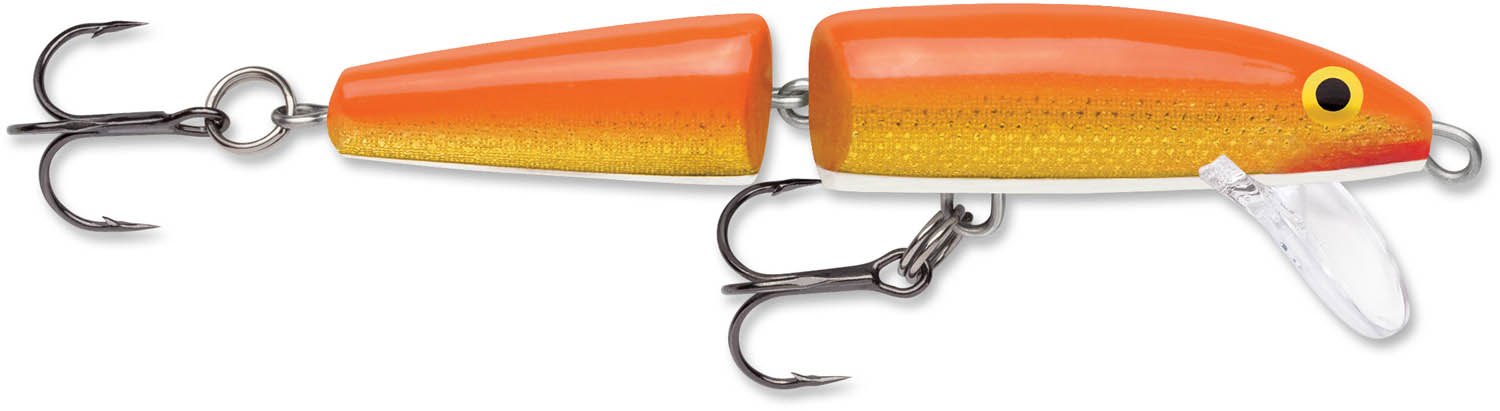 Leurre Rapala J-7 Vintage, Balsa, Flottant, Motif Or Fluorescent Rouge, Fabriqué En Finlande