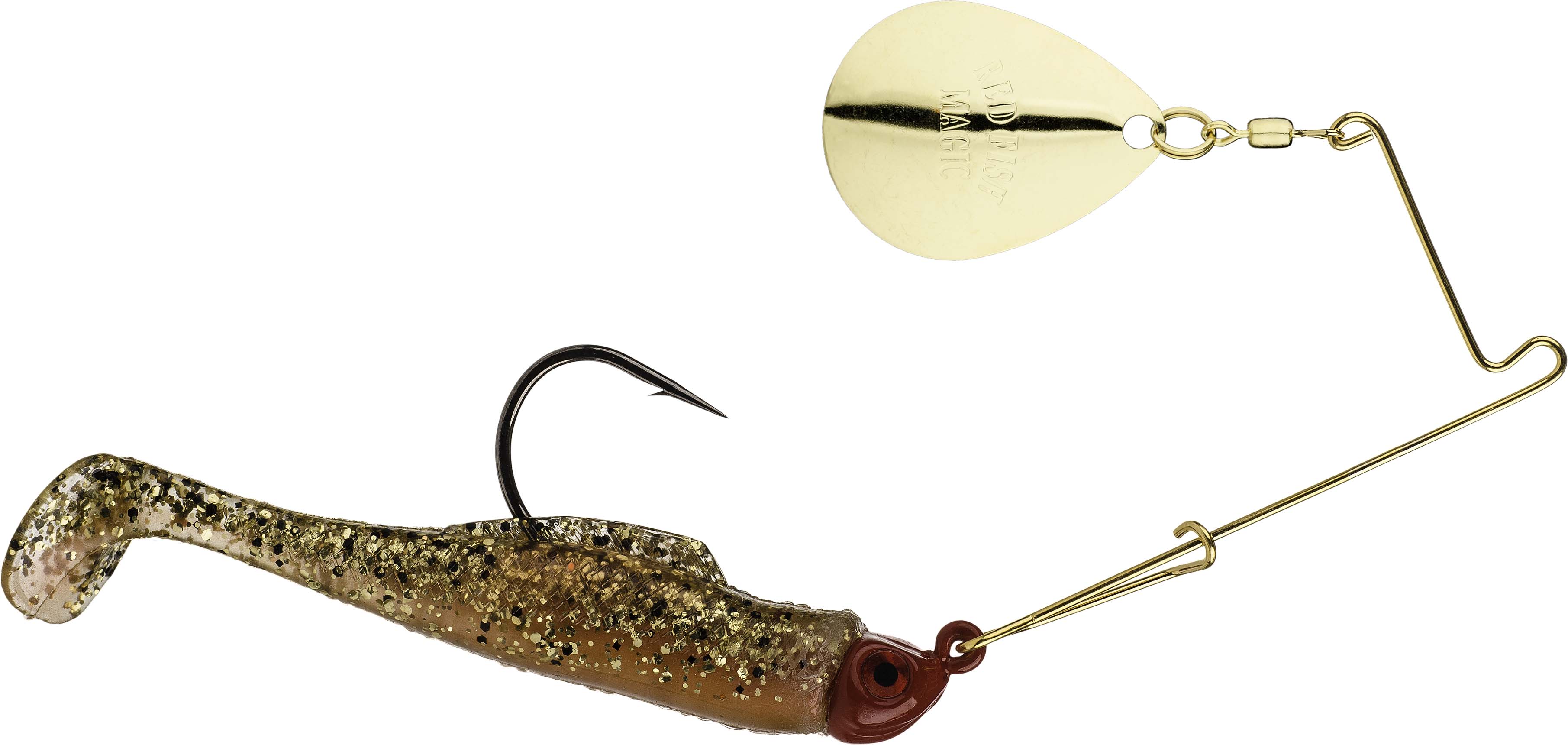 Strike King Redfish Magic Spinnerbait Paddletail Swimbait w/ Gold Colorado Blade - Picture 8 of 10