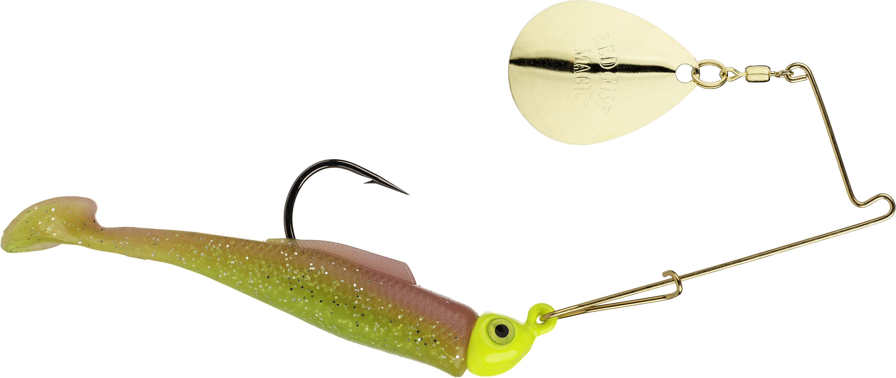 Strike King Redfish Magic Spinnerbait Paddletail Swimbait w/ Gold Colorado Blade - Picture 7 of 10